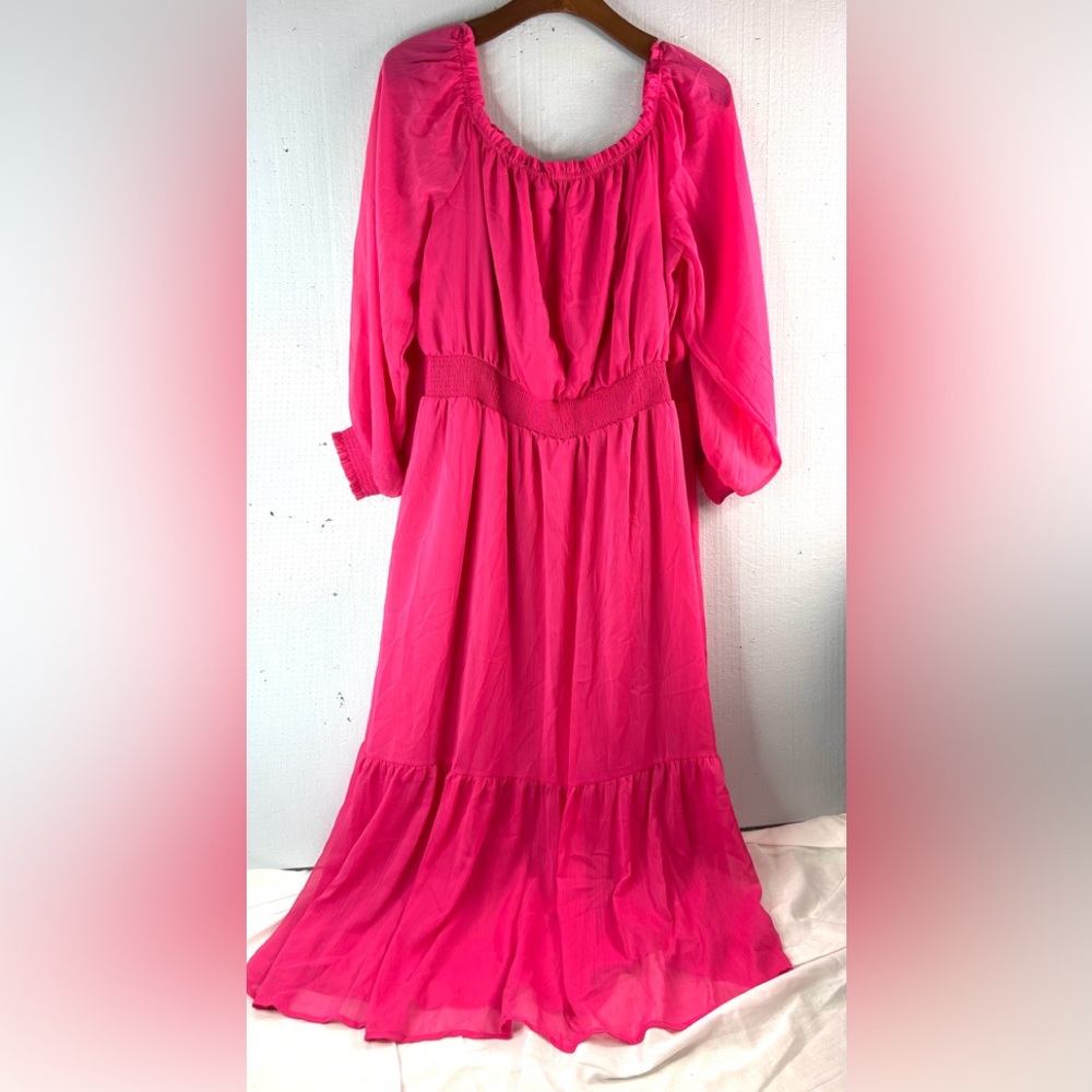 Sofia by Sofia Vergara XXL Feminine Hot Pink Midi Dress